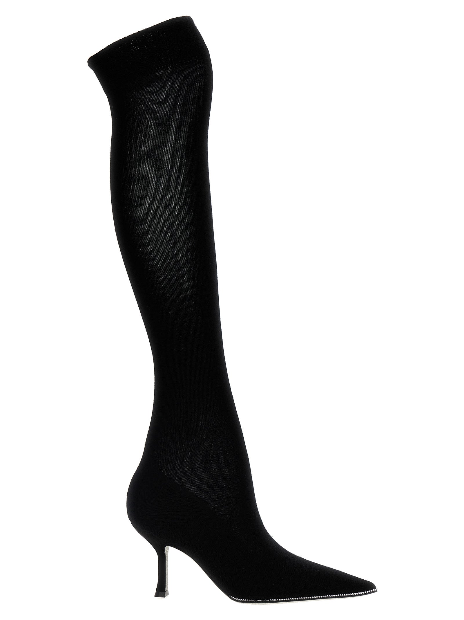 RENE CAOVILLA Schwarze Leder Overknee-Stiefel