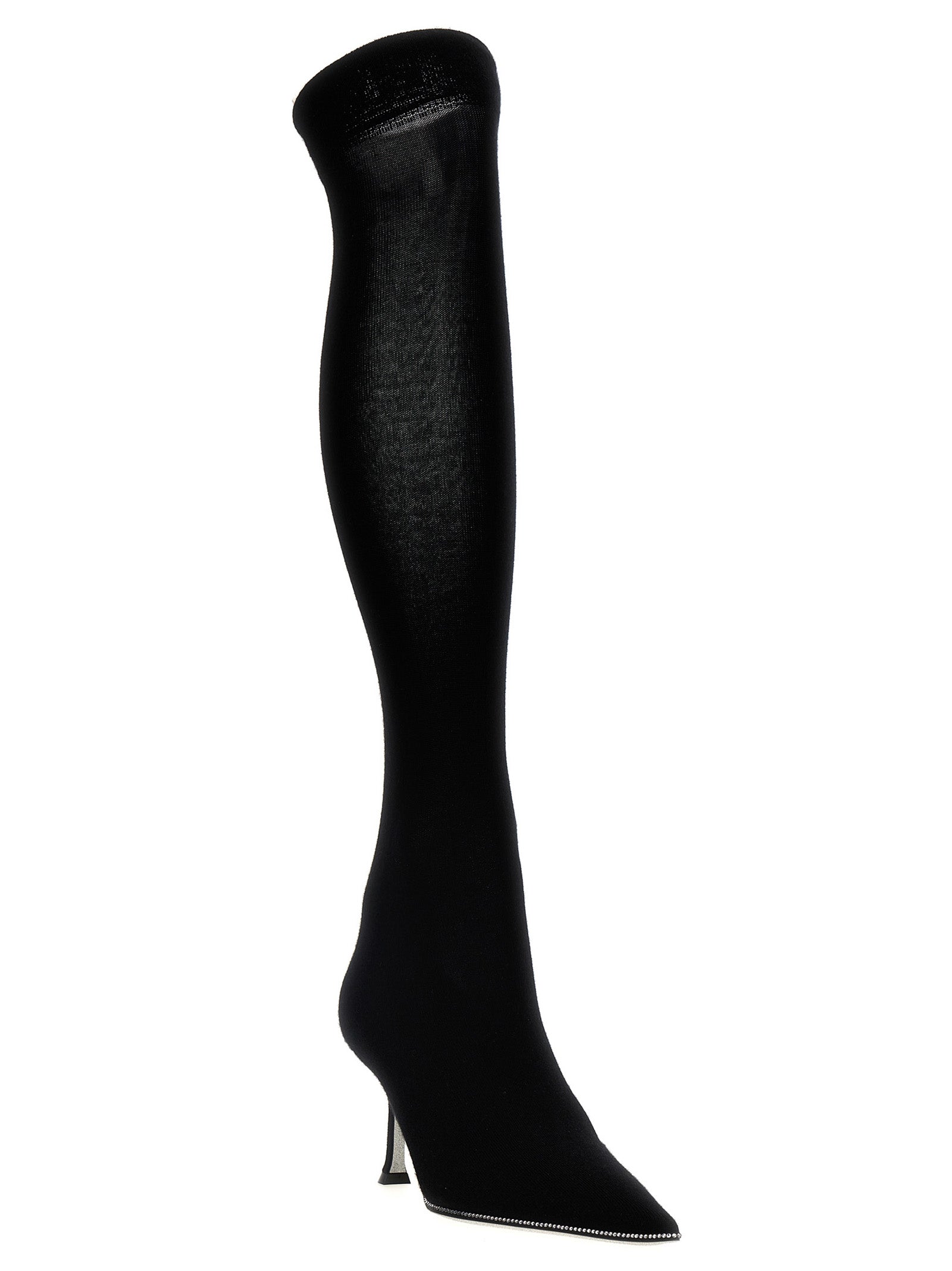 RENE CAOVILLA Schwarze Leder Overknee-Stiefel