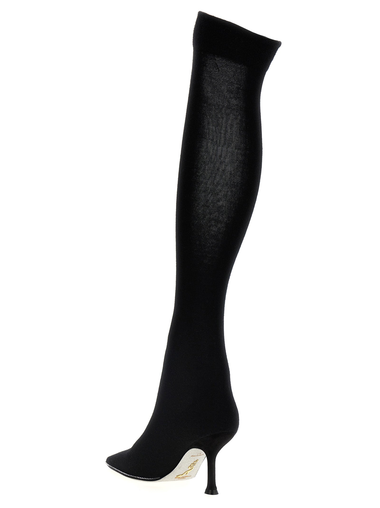 RENE CAOVILLA Schwarze Leder Overknee-Stiefel