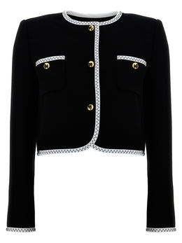 Moschino Zweifarbige Viskose-Jacke in voller Länge