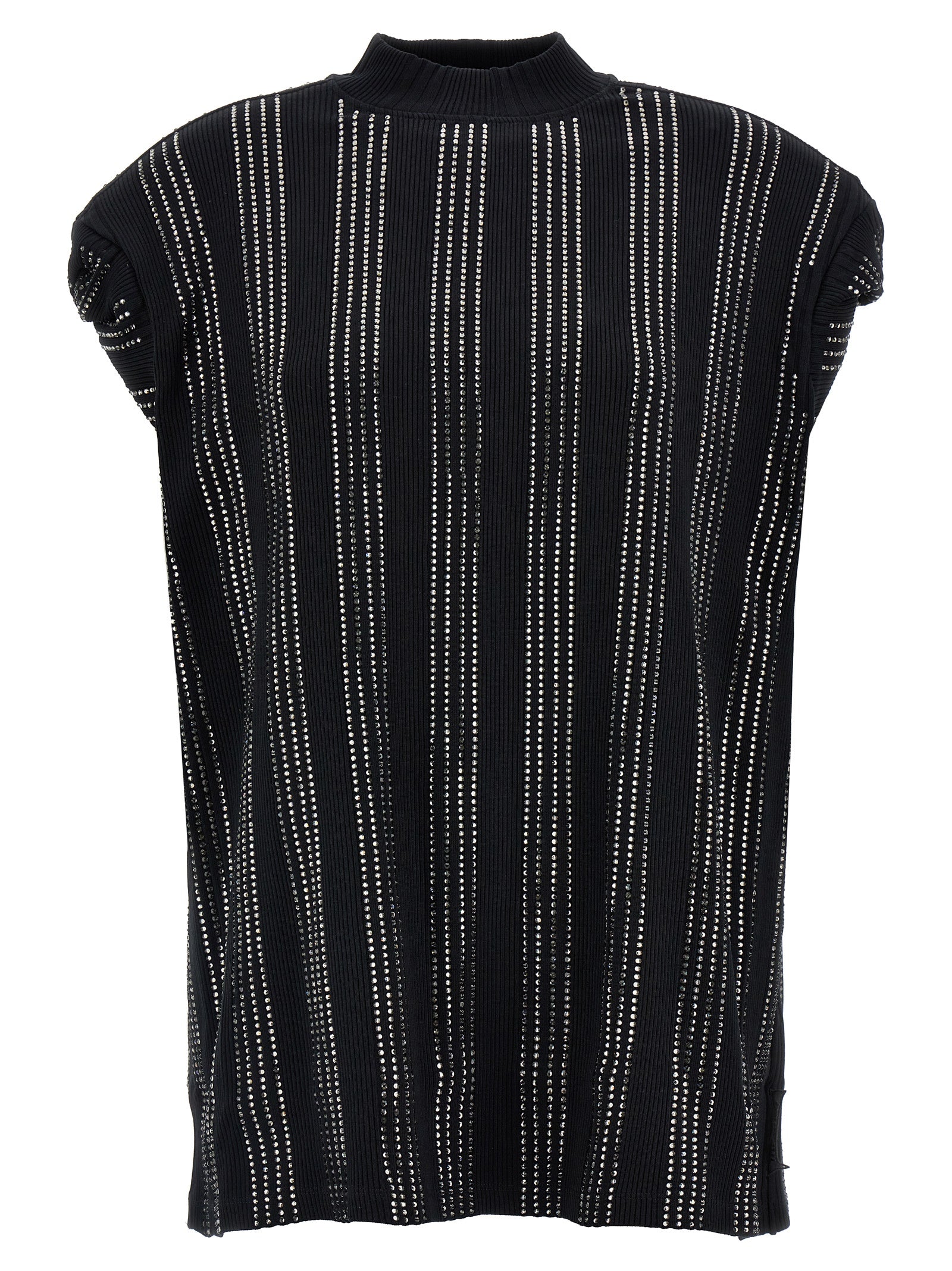 The Attico Schwarzes kurzes Baumwollkleid