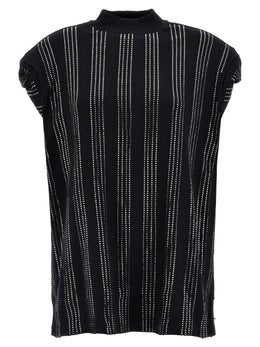 The Attico Schwarzes kurzes Baumwollkleid