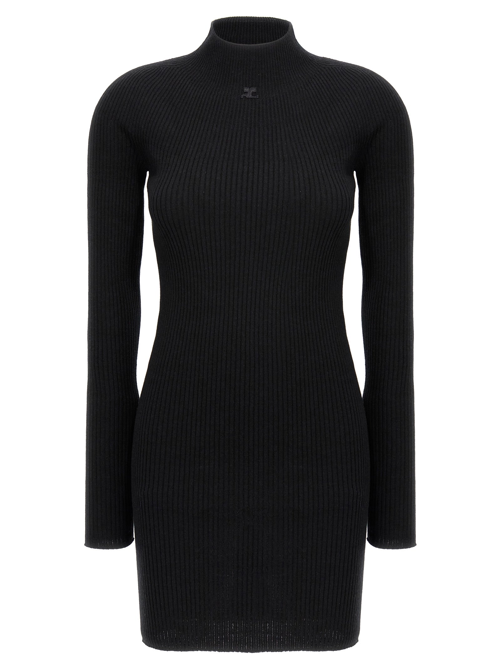 Courrèges Schwarzes kurzes Baumwollkleid