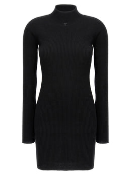 Courrèges Schwarzes kurzes Baumwollkleid