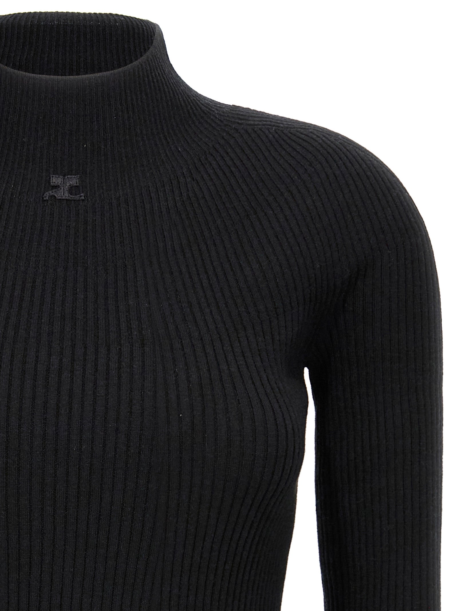 Courrèges Schwarzes kurzes Baumwollkleid