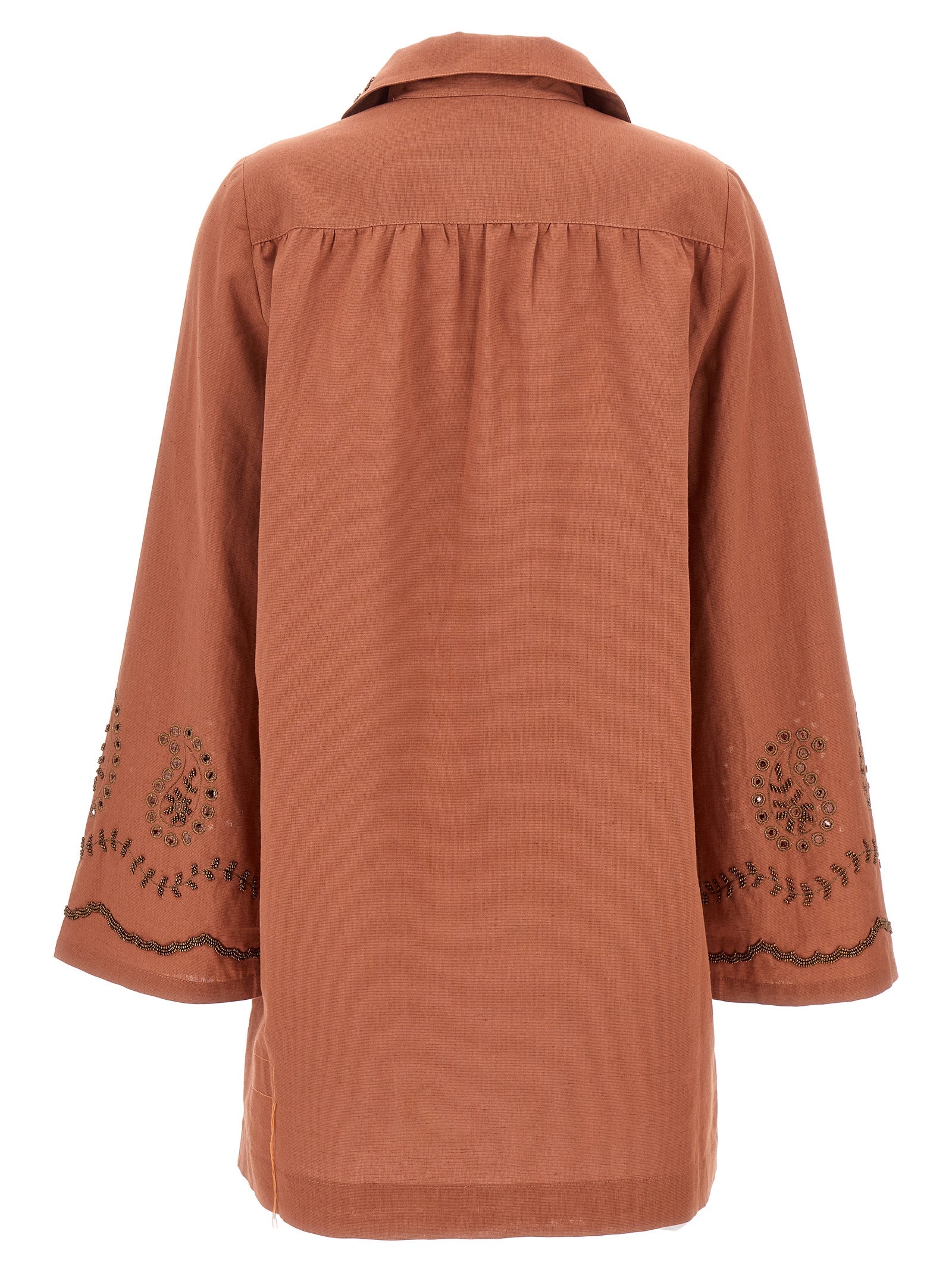 Fortela Kurzes Kleid aus Baumwolle in Bordeaux