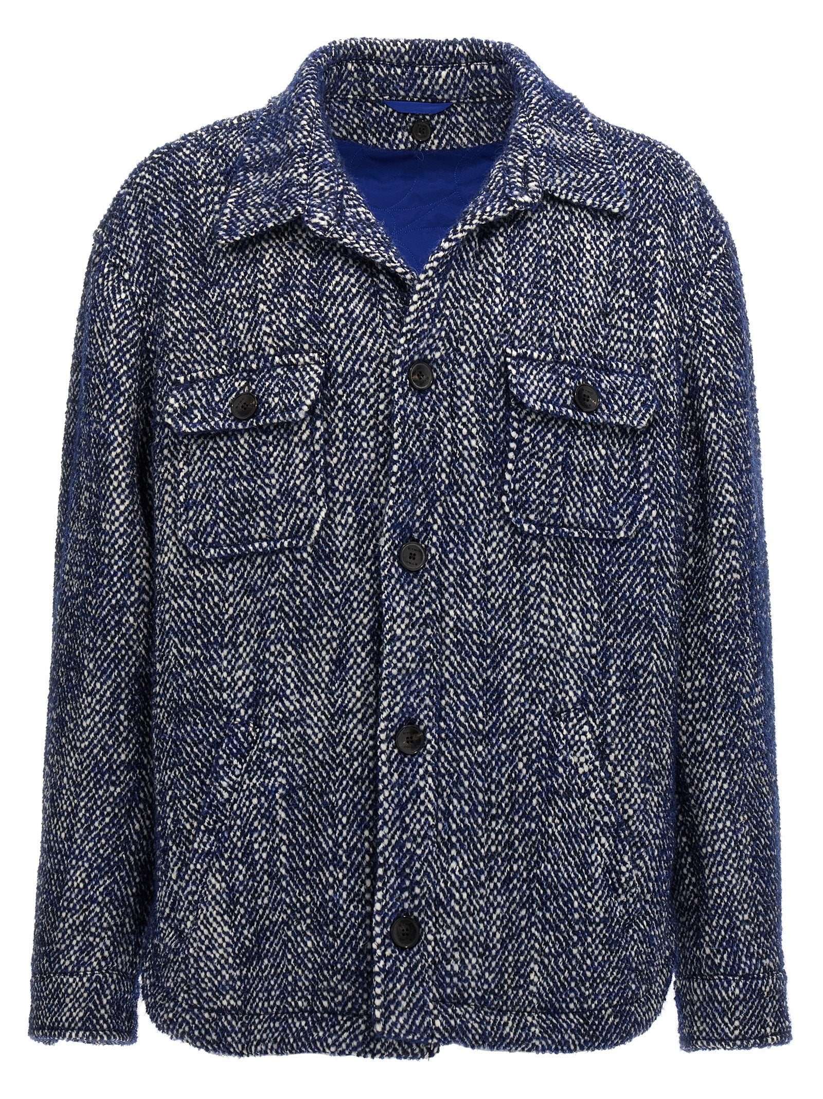 Etro Blaue Wolljacke in voller Länge
