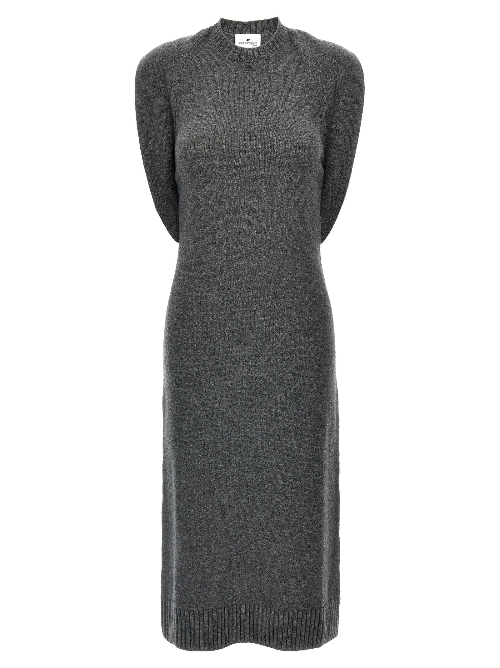 Courrèges Graues Wollkleid Midi