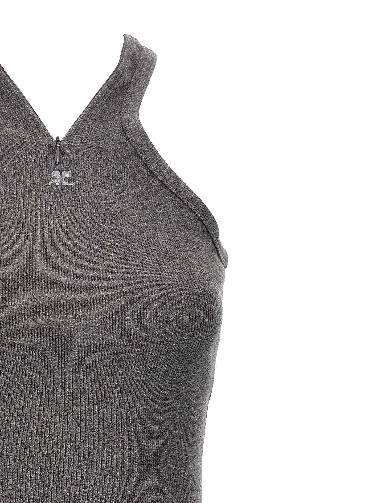 Courrèges Graues Baumwoll-Kurzkleid