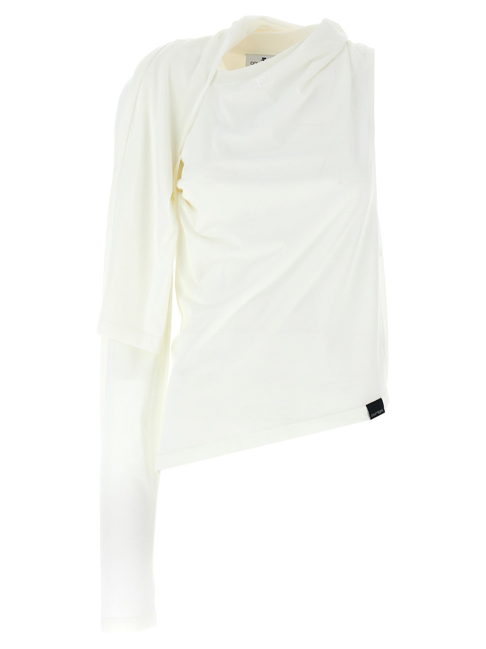 Courrèges Weißes Langarm-T-Shirt aus Baumwolle