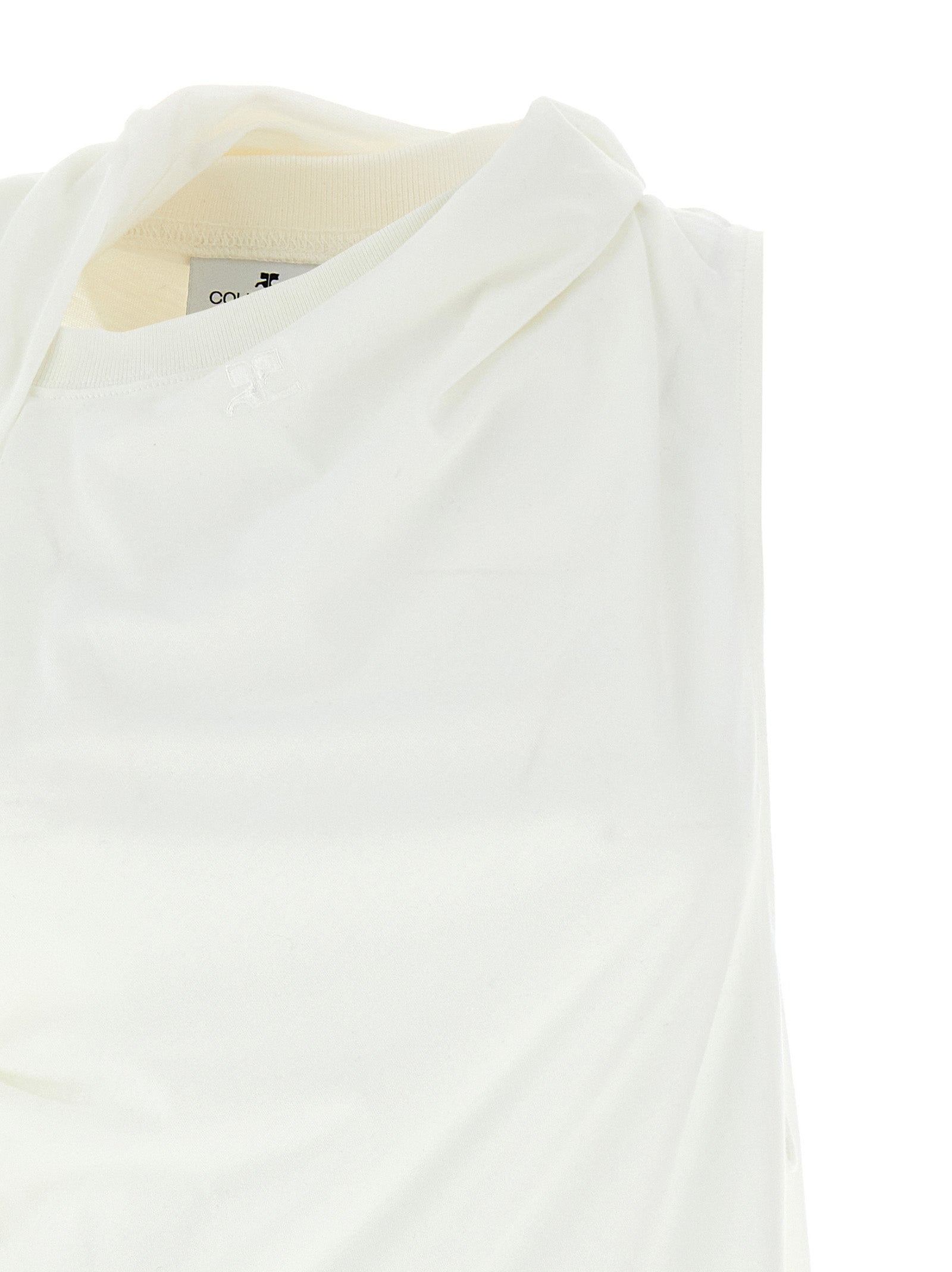 Courrèges Weißes Langarm-T-Shirt aus Baumwolle