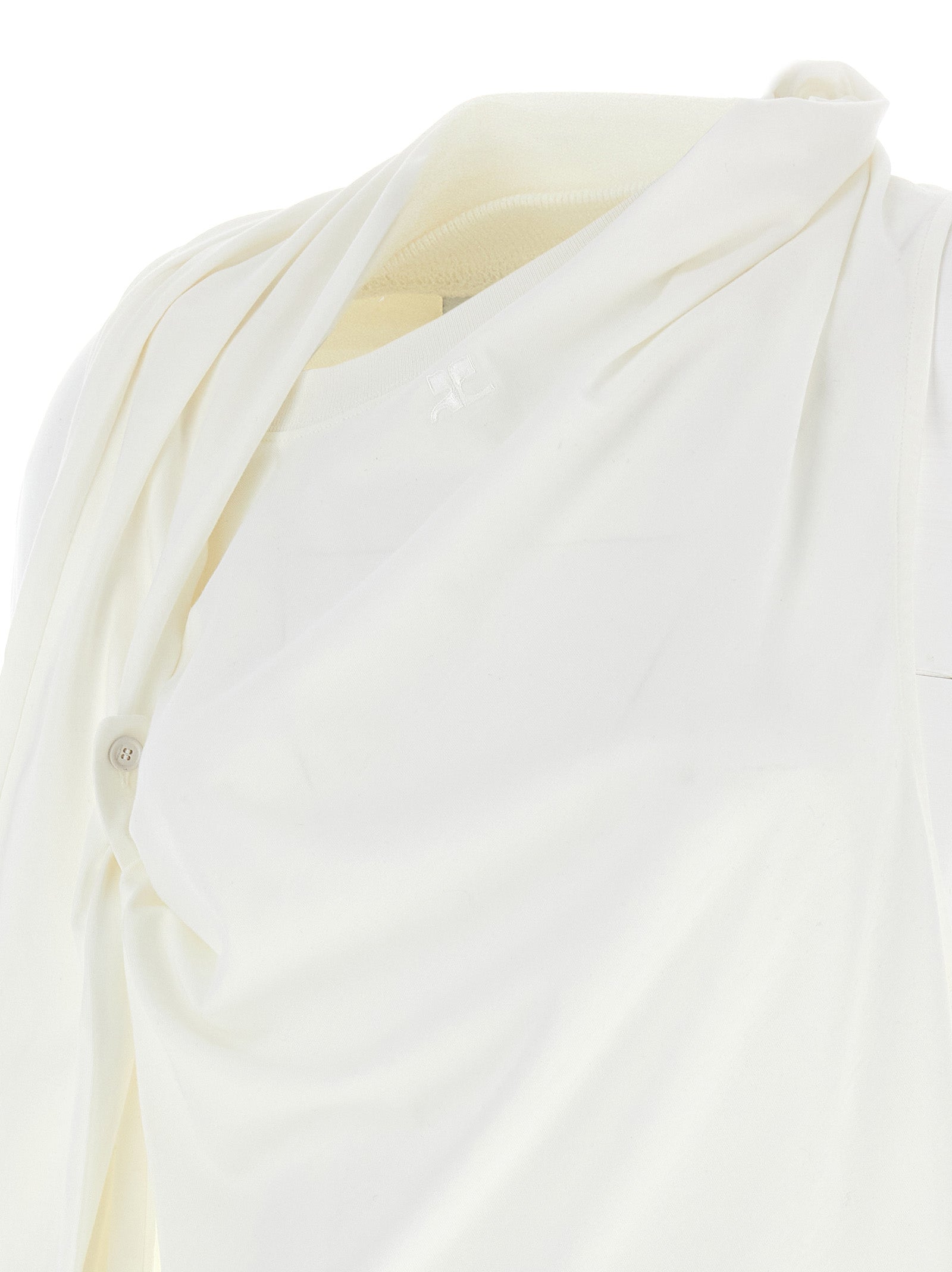 Courrèges Weißes Langarm-T-Shirt aus Baumwolle