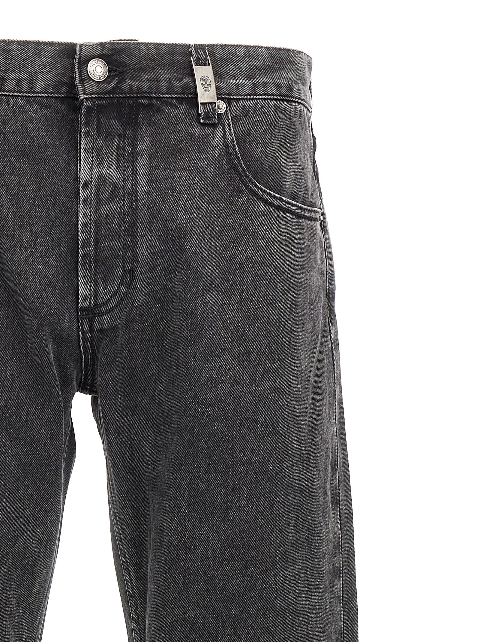 Alexander McQueen Schwarze Baumwoll-Jeans mit geradem Bein