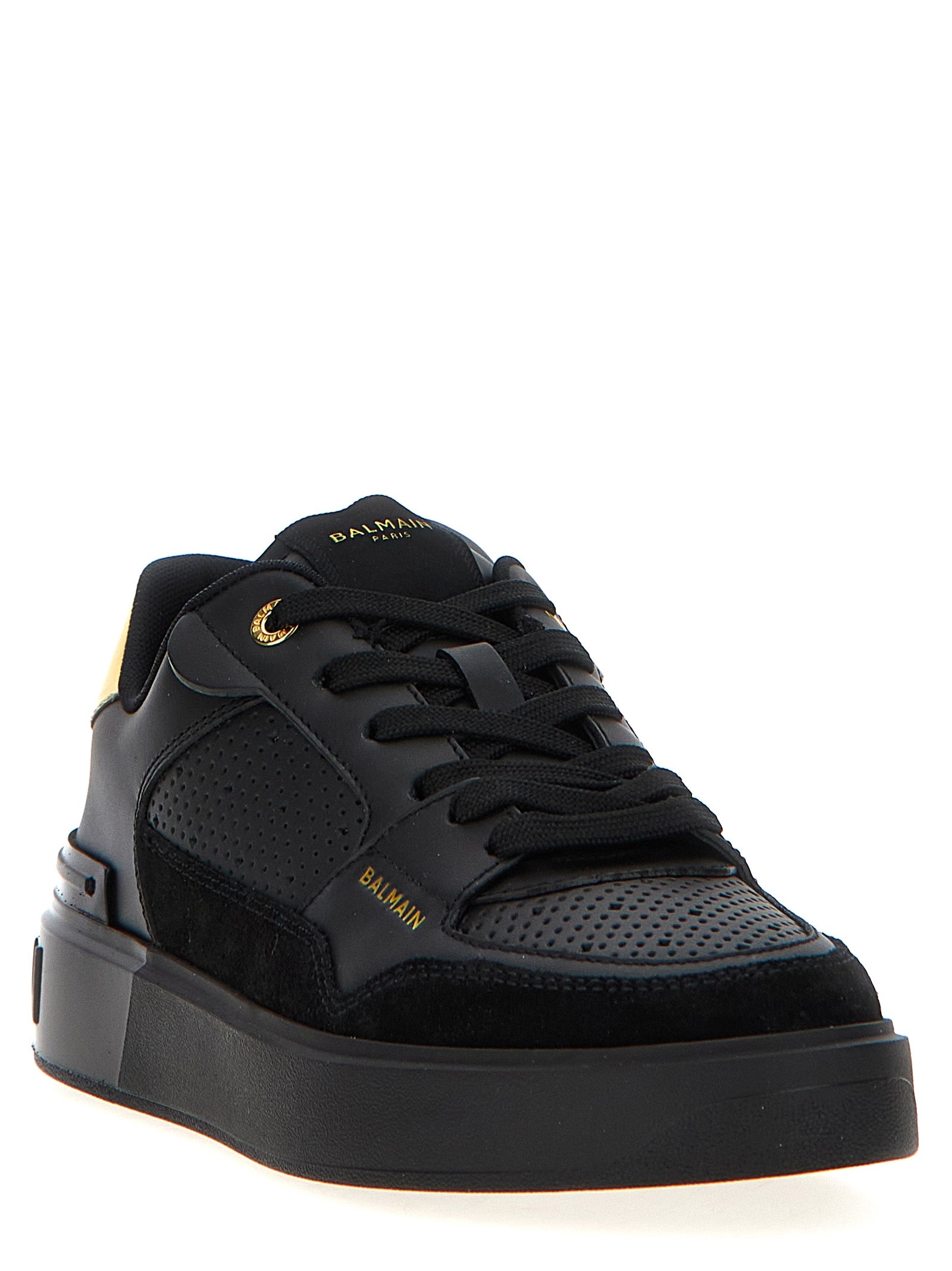 Balmain Schwarze Kalbsleder-Sneaker