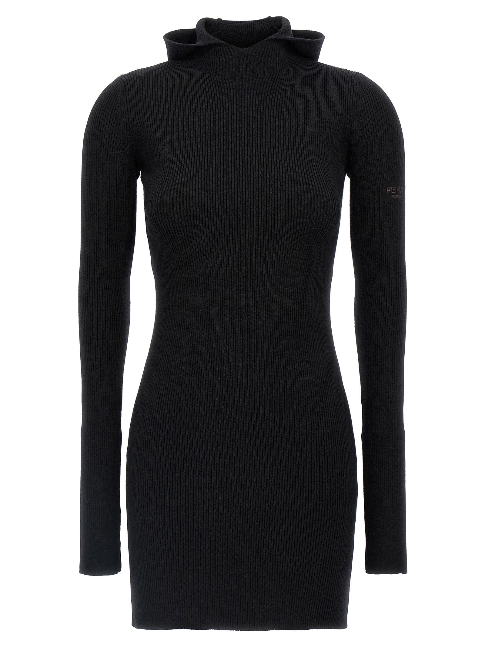 Fendi Schwarzes Wollkleid Kurz