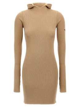Fendi Kurzes Kleid aus beigefarbener Wolle