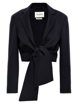 Max Mara Blaue Wolljacke in voller Länge