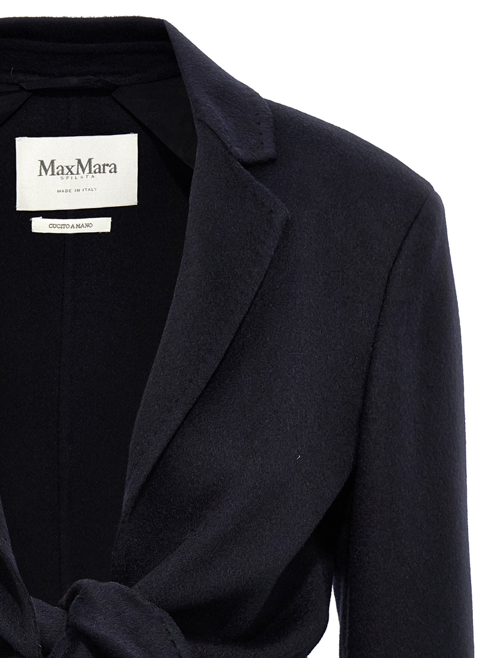 Max Mara Blaue Wolljacke in voller Länge