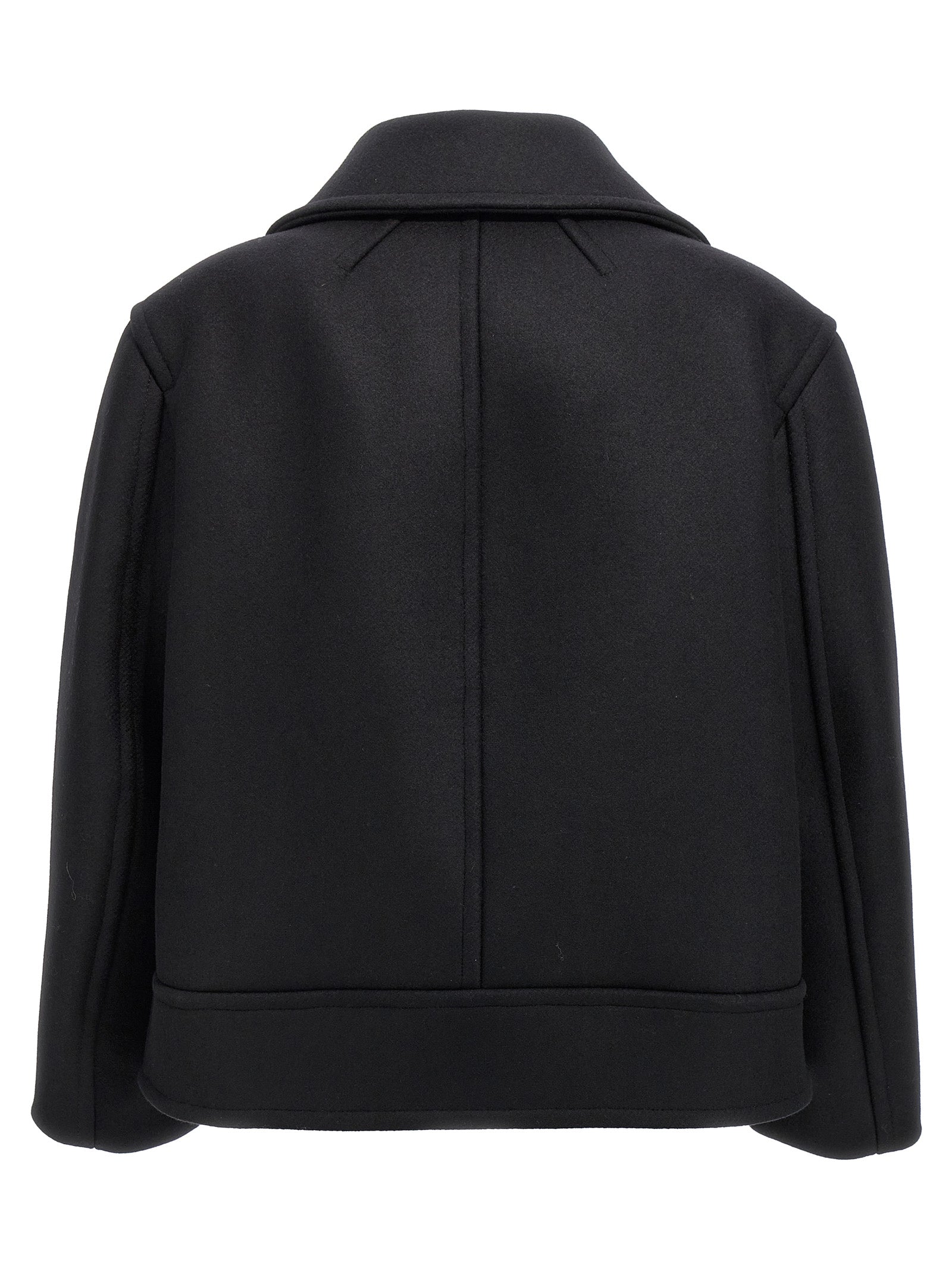 Saint Laurent Schwarzer Wollmantel aus reiner Schurwolle
