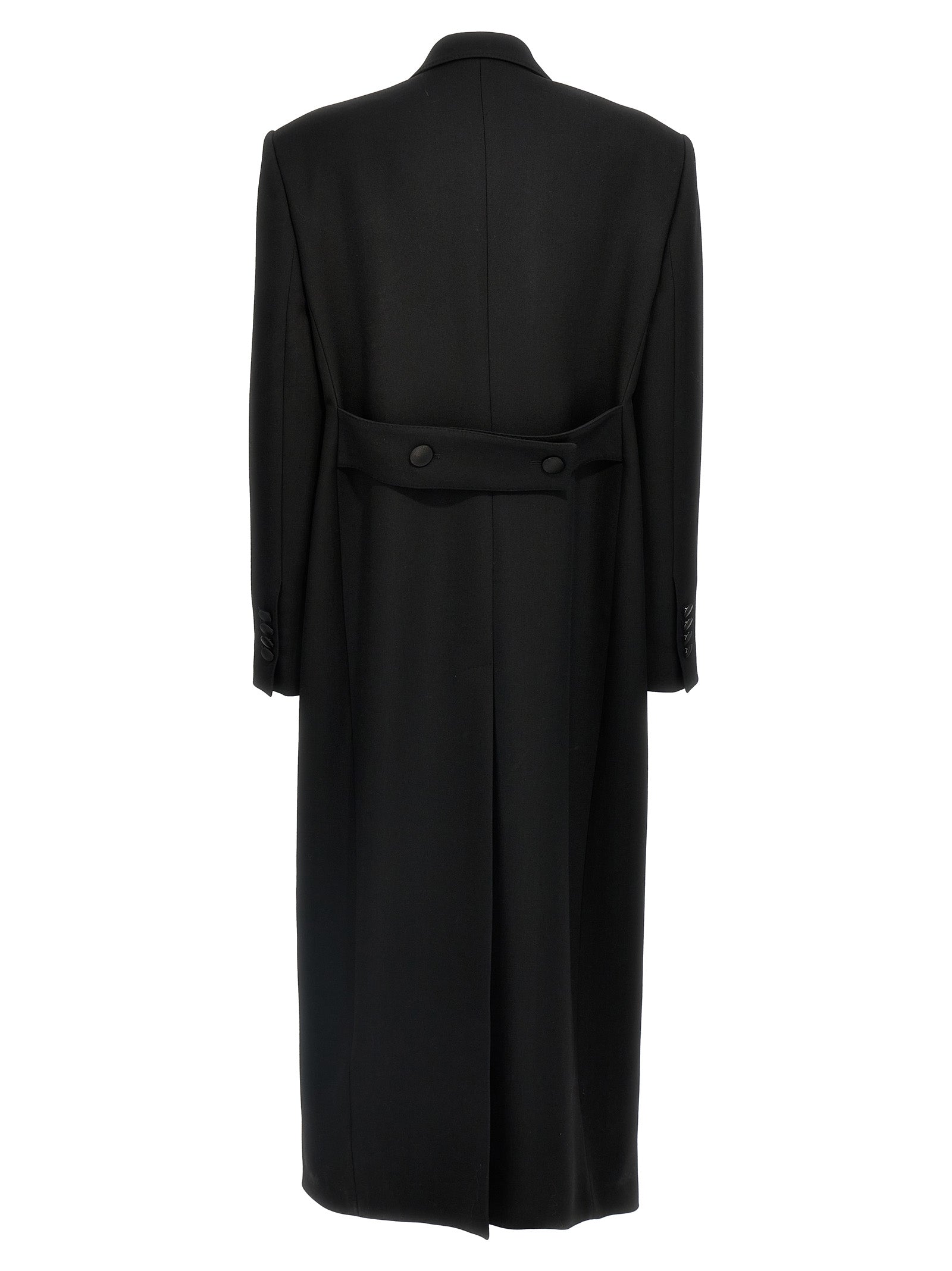 Dolce & Gabbana Schwarzer Wollmantel aus reiner Schurwolle