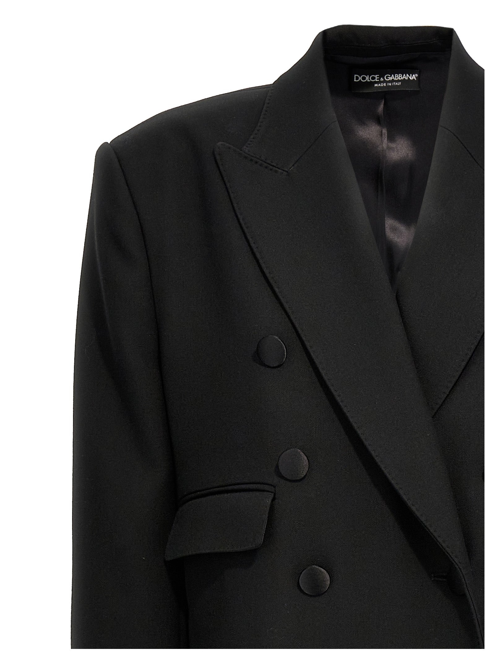 Dolce & Gabbana Schwarzer Wollmantel aus reiner Schurwolle