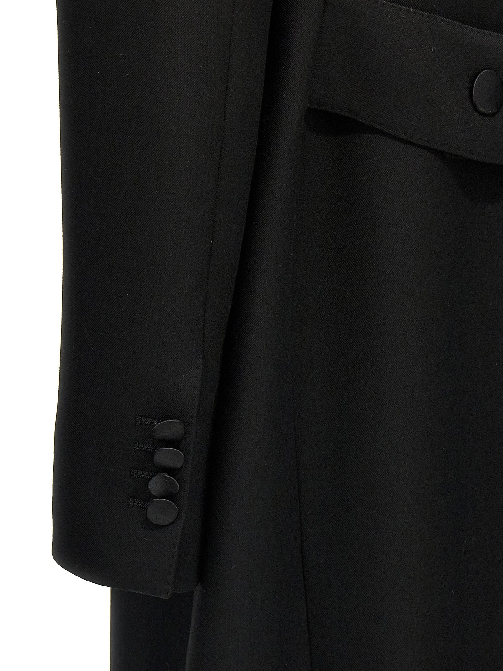 Dolce & Gabbana Schwarzer Wollmantel aus reiner Schurwolle