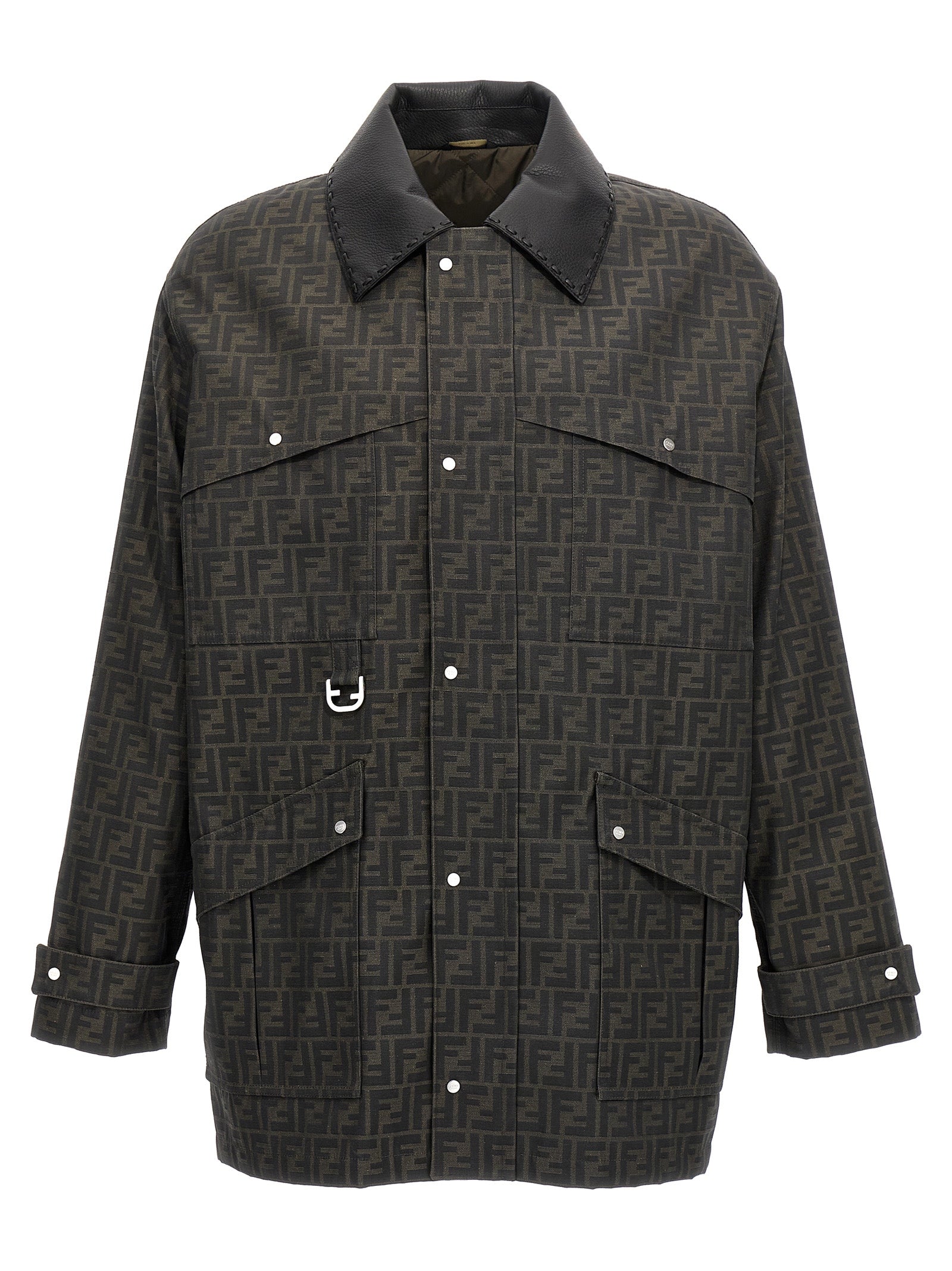 Fendi Braune Polyester-Jacke in voller Länge