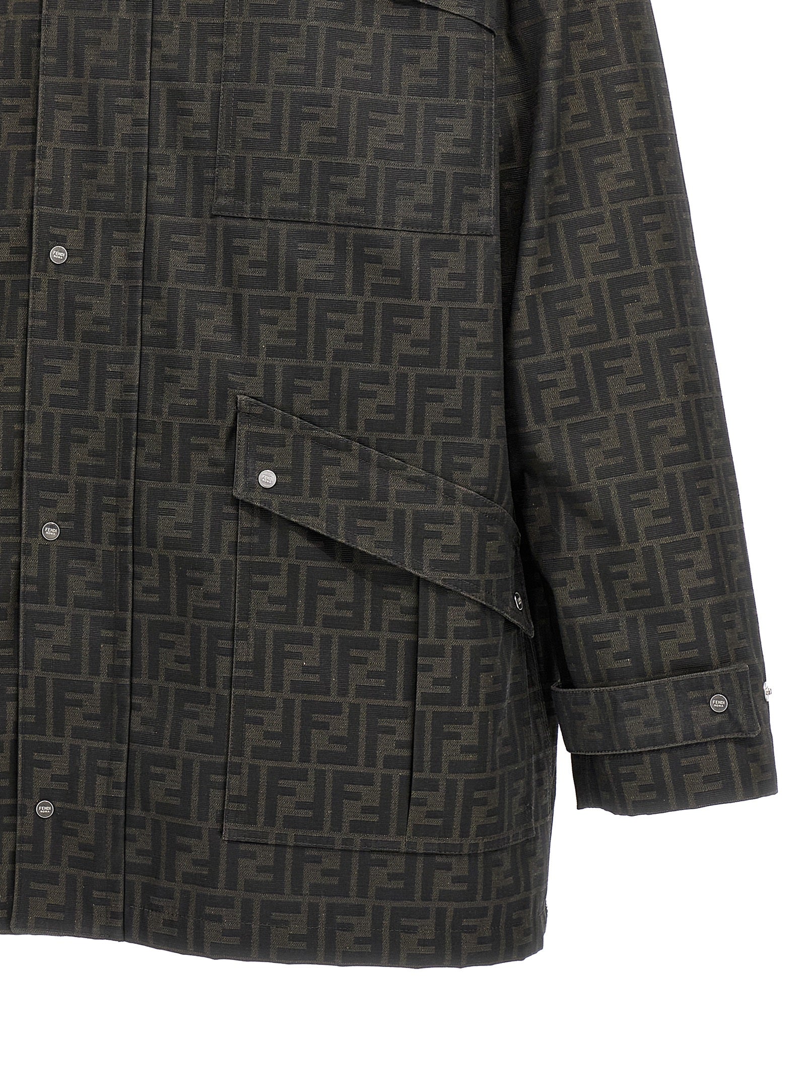 Fendi Braune Polyester-Jacke in voller Länge