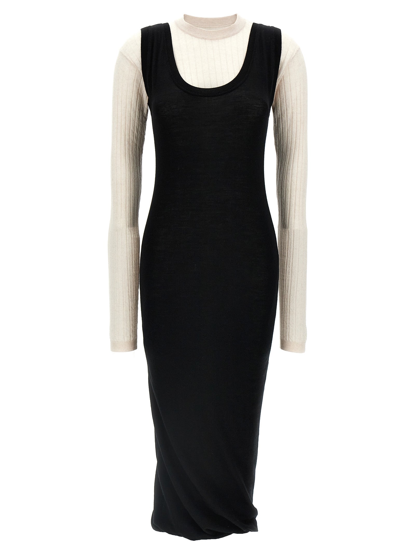 Marni Zweifarbige Woll-Midikleid