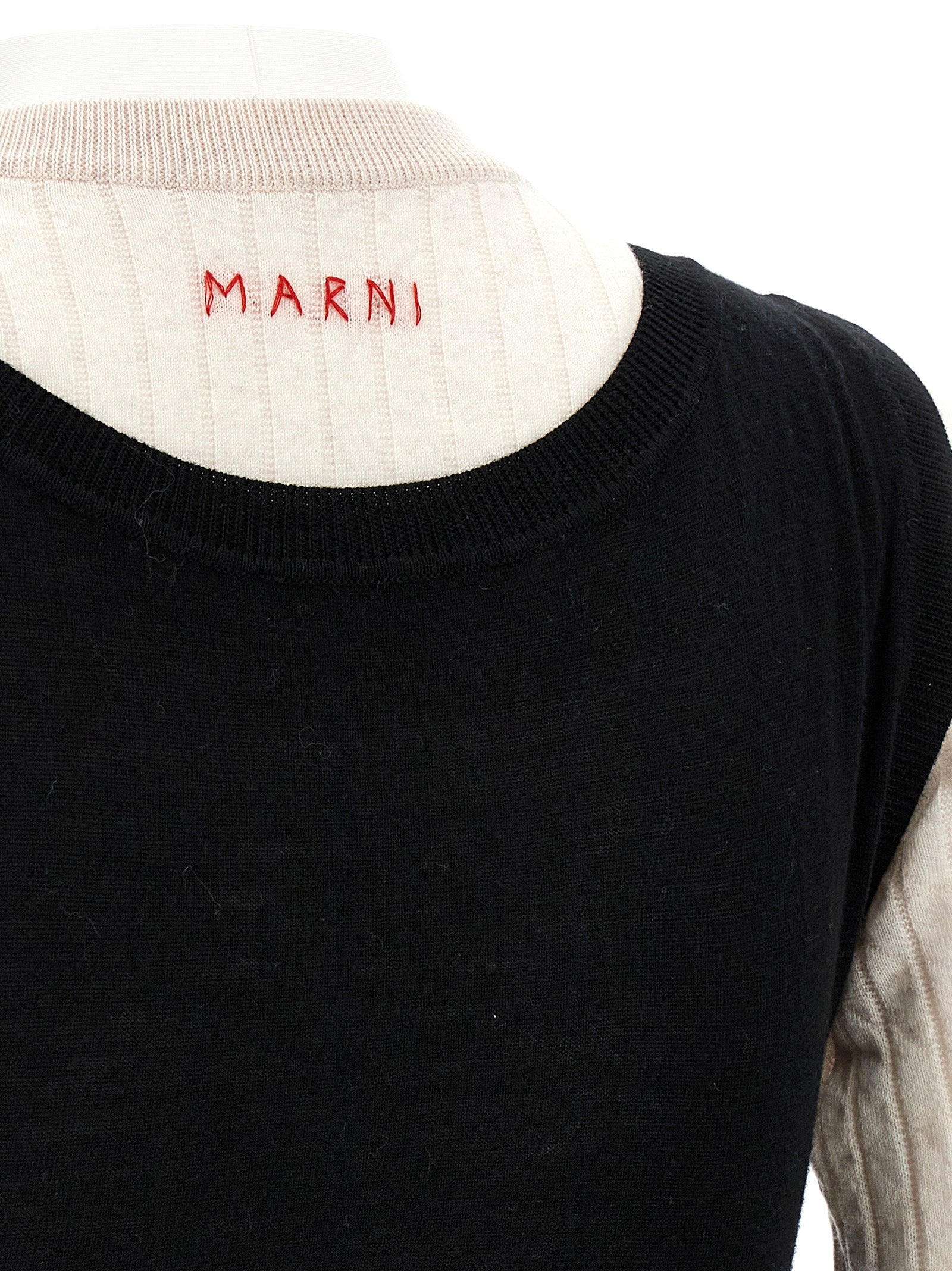 Marni Zweifarbige Woll-Midikleid