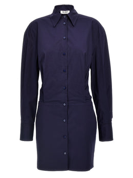 The Attico Kurzes blaues Baumwollkleid