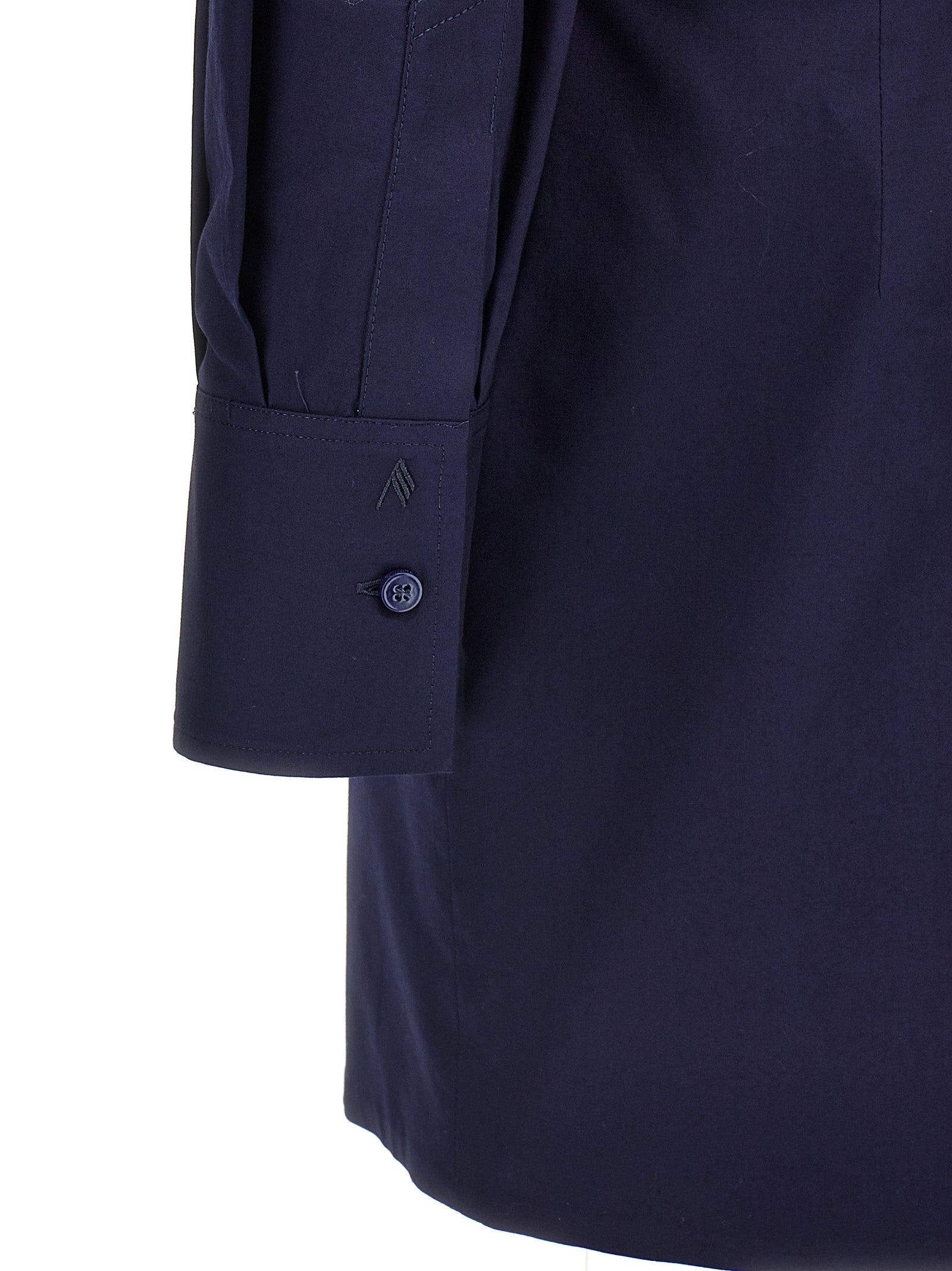 The Attico Kurzes blaues Baumwollkleid