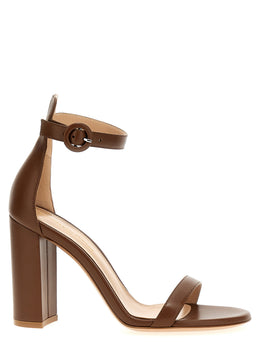 Gianvito Rossi Braune Stiletto-Sandalen aus Ziegenleder