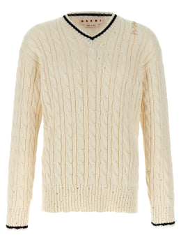 Marni Weißer Strickcardigan aus Baumwolle