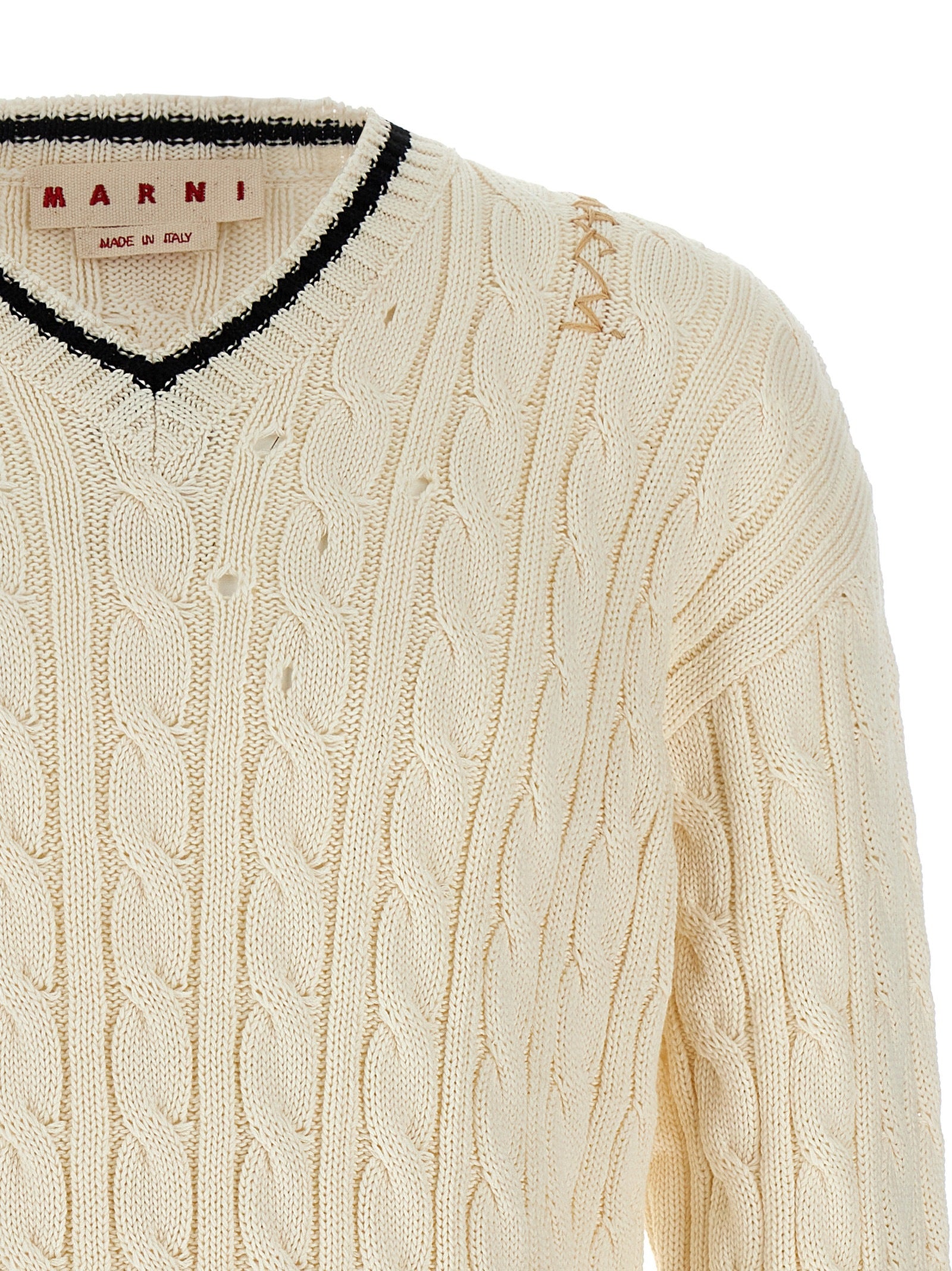 Marni Weißer Strickcardigan aus Baumwolle