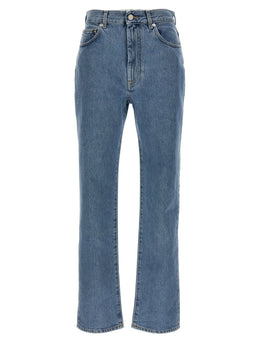 Loulou De Saison Blaue Bio-Baumwoll-Jeans mit geradem Bein