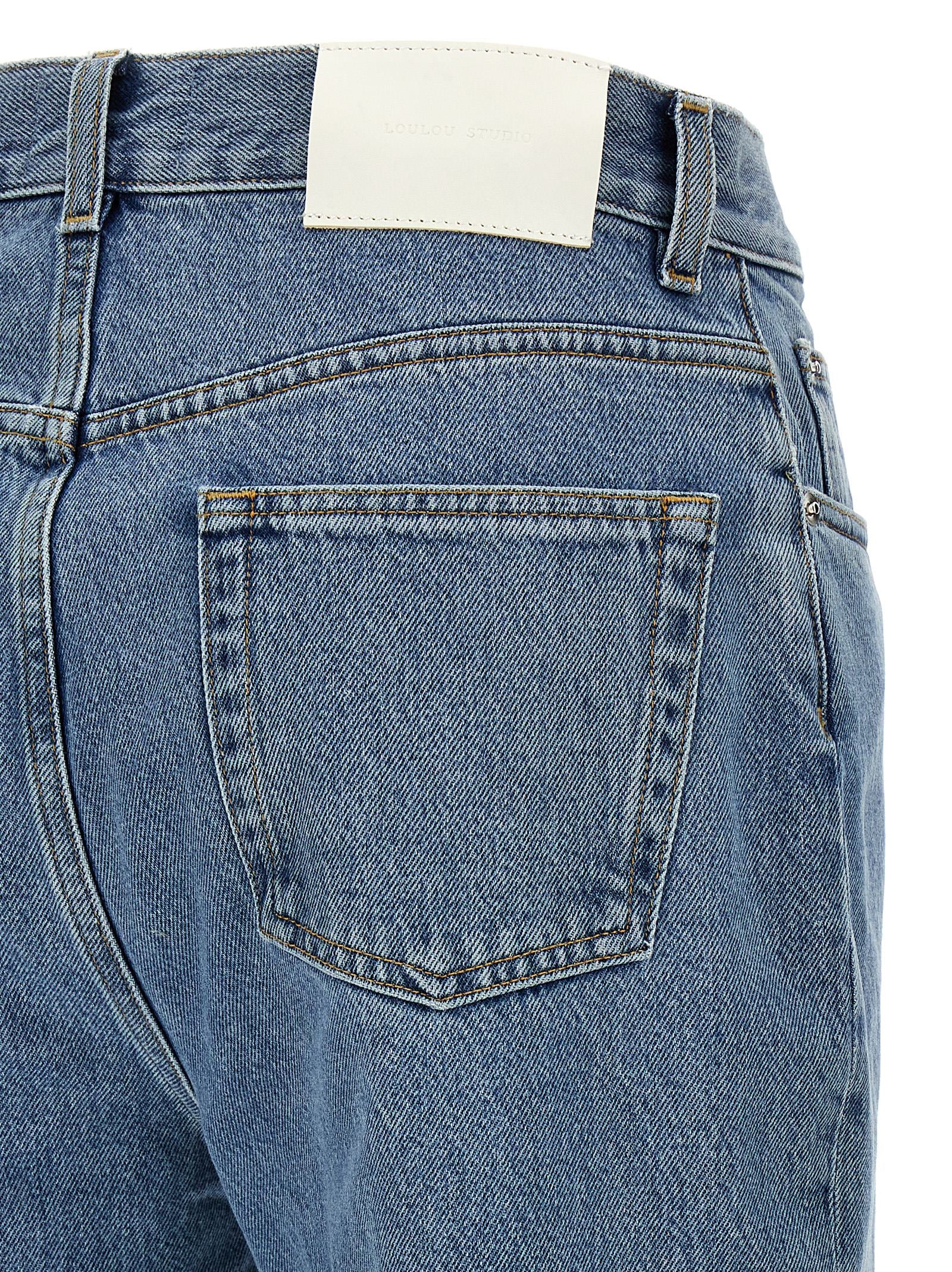 Loulou De Saison Blaue Bio-Baumwoll-Jeans mit geradem Bein