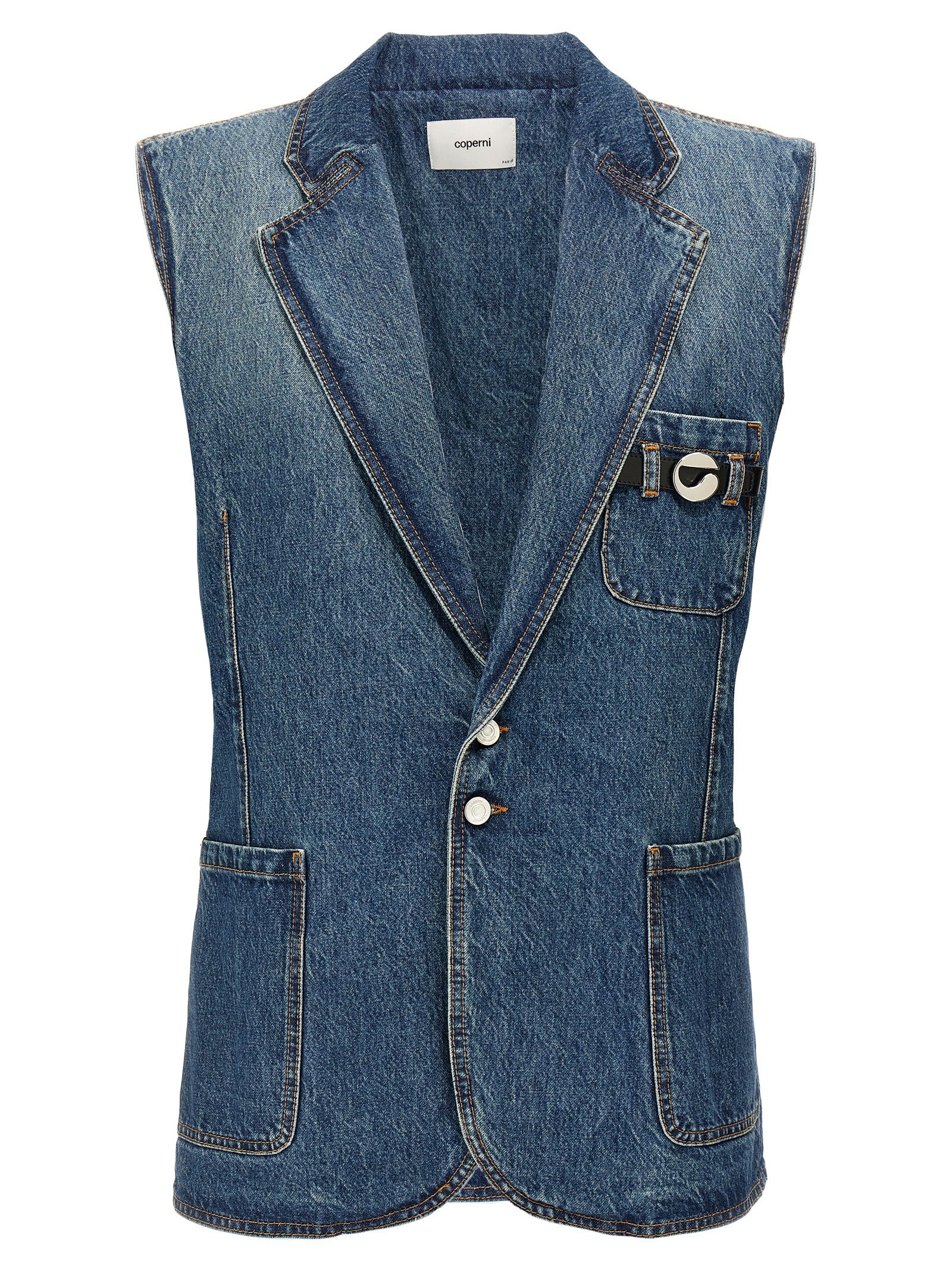 Coperni Blaue ärmellose Baumwolljacke