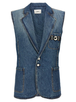 Coperni Blaue ärmellose Baumwolljacke