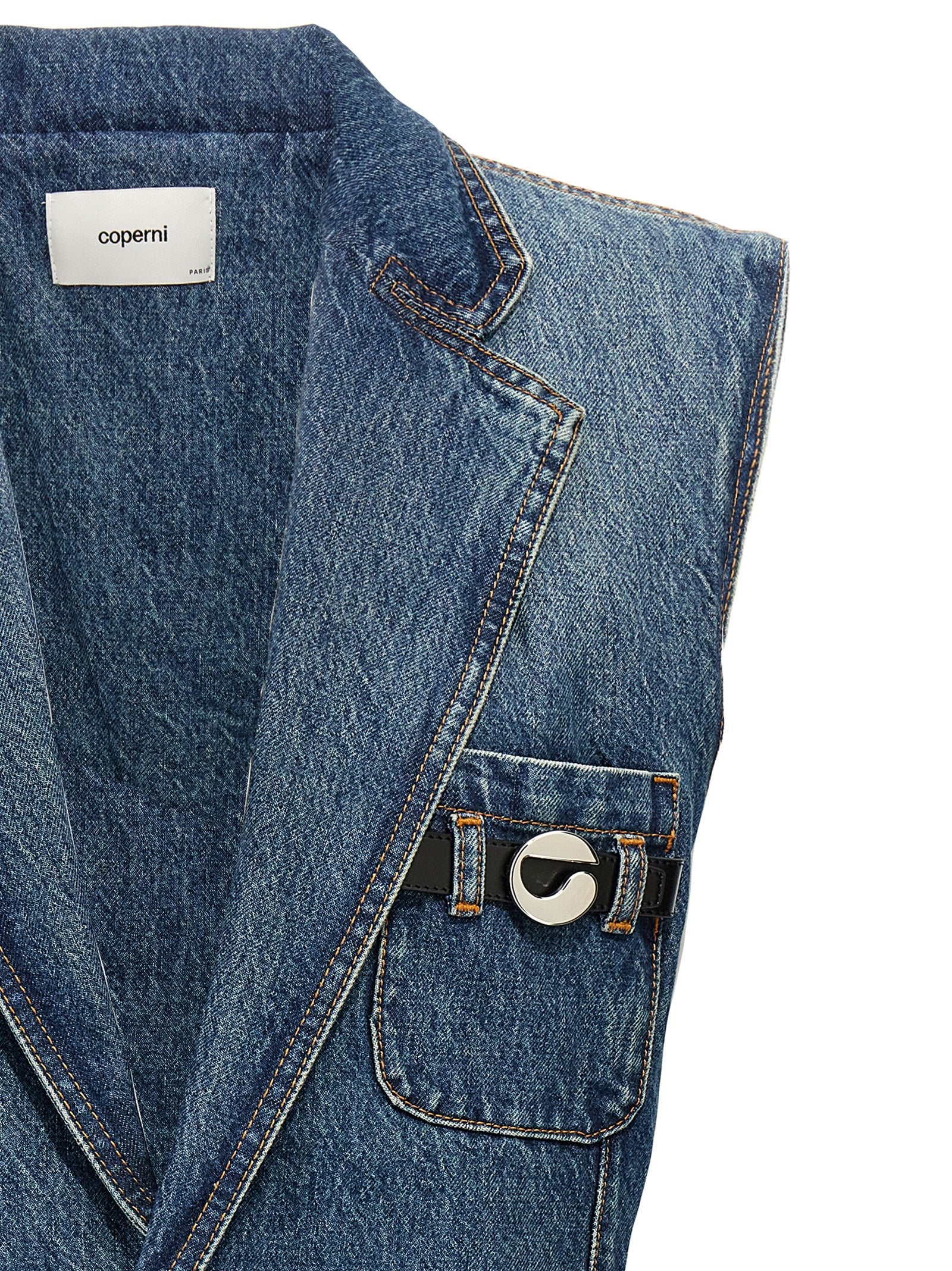 Coperni Blaue ärmellose Baumwolljacke