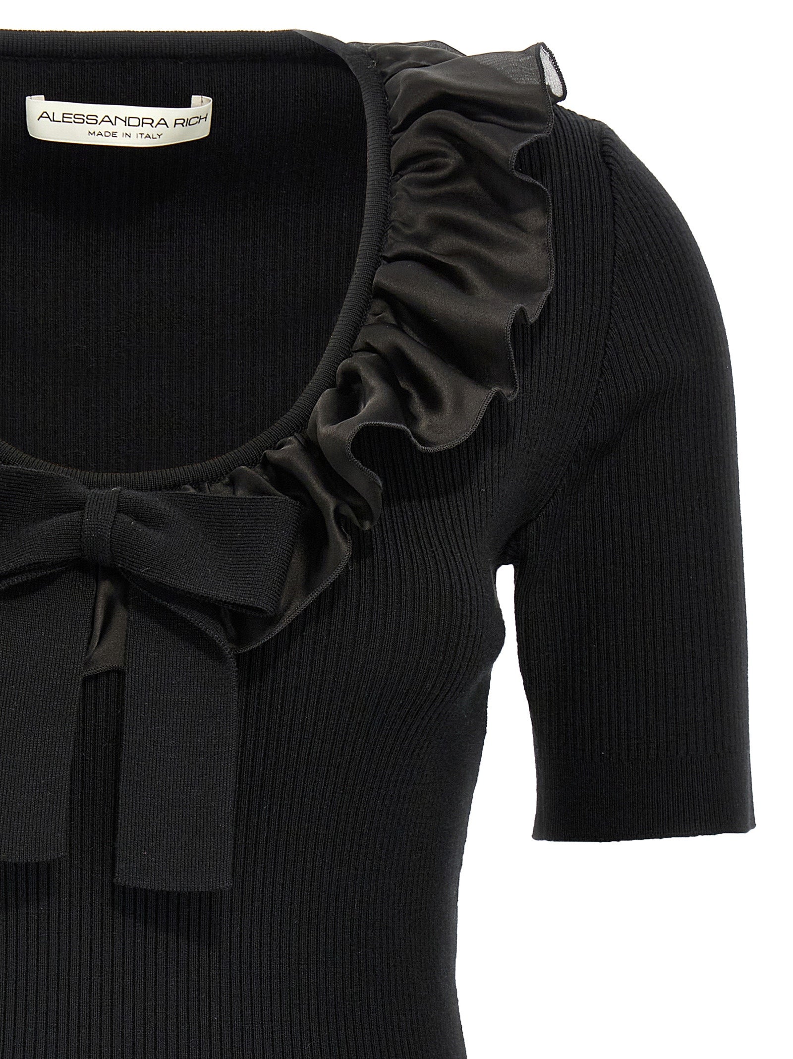 Alessandra Rich Schwarzes Woll-T-Shirt