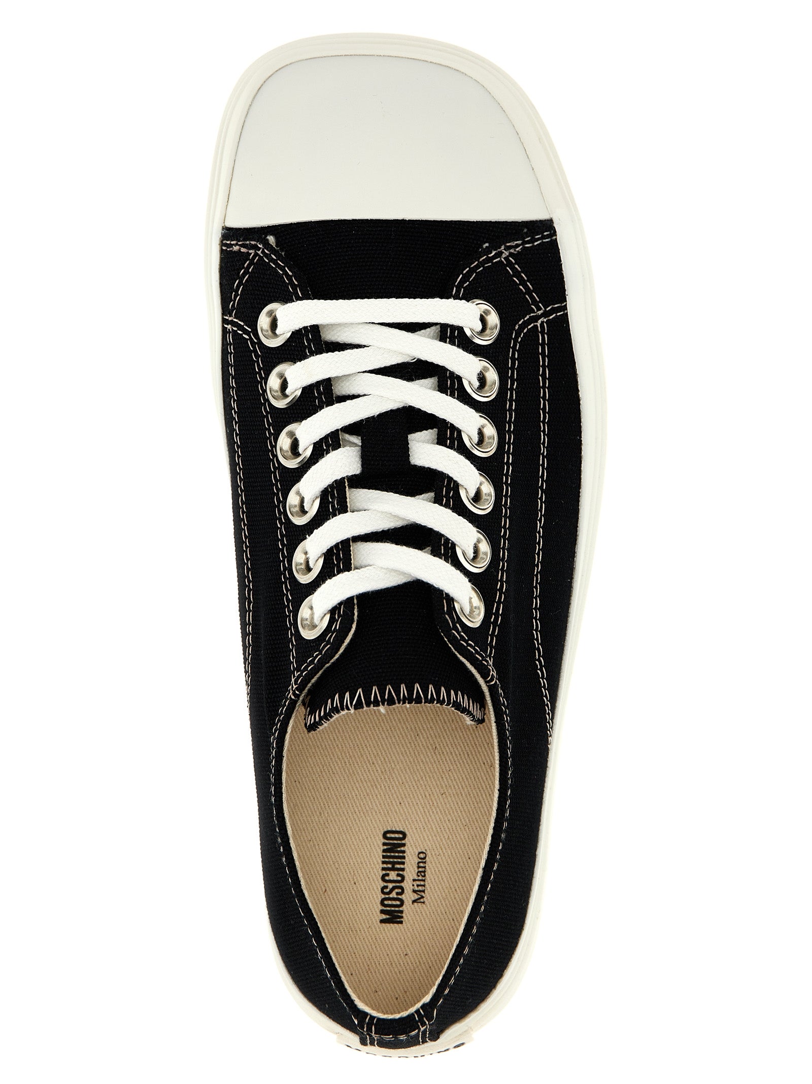 Moschino Schwarze Low-Top-Sneaker aus Baumwolle