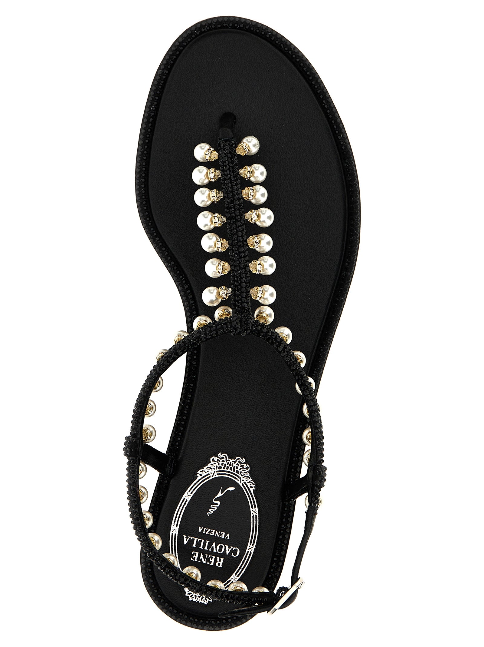 RENE CAOVILLA Schwarze Sandalen aus Viskose