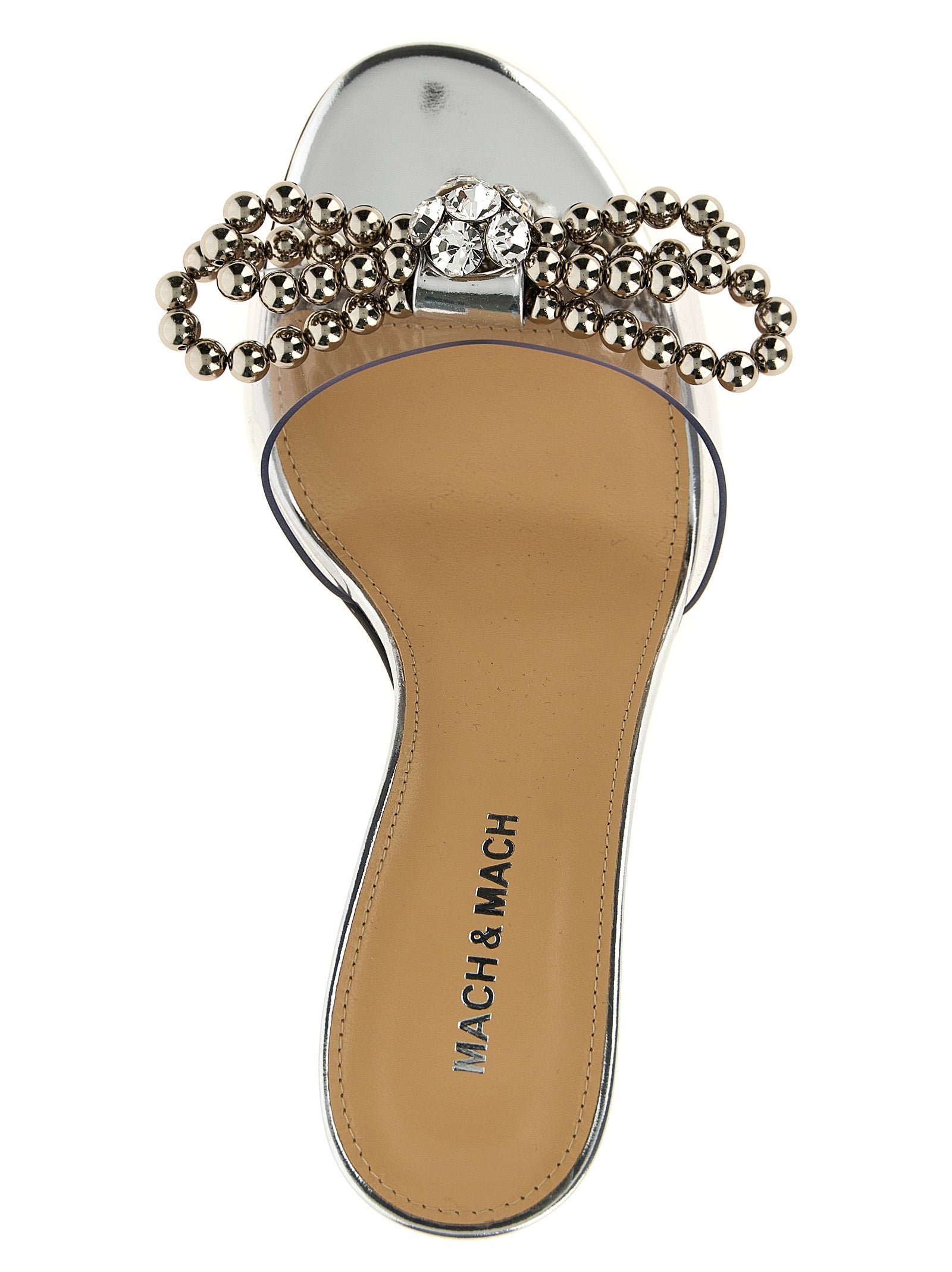 MACH & MACH Silberne PVC-Stiletto-Sandalen