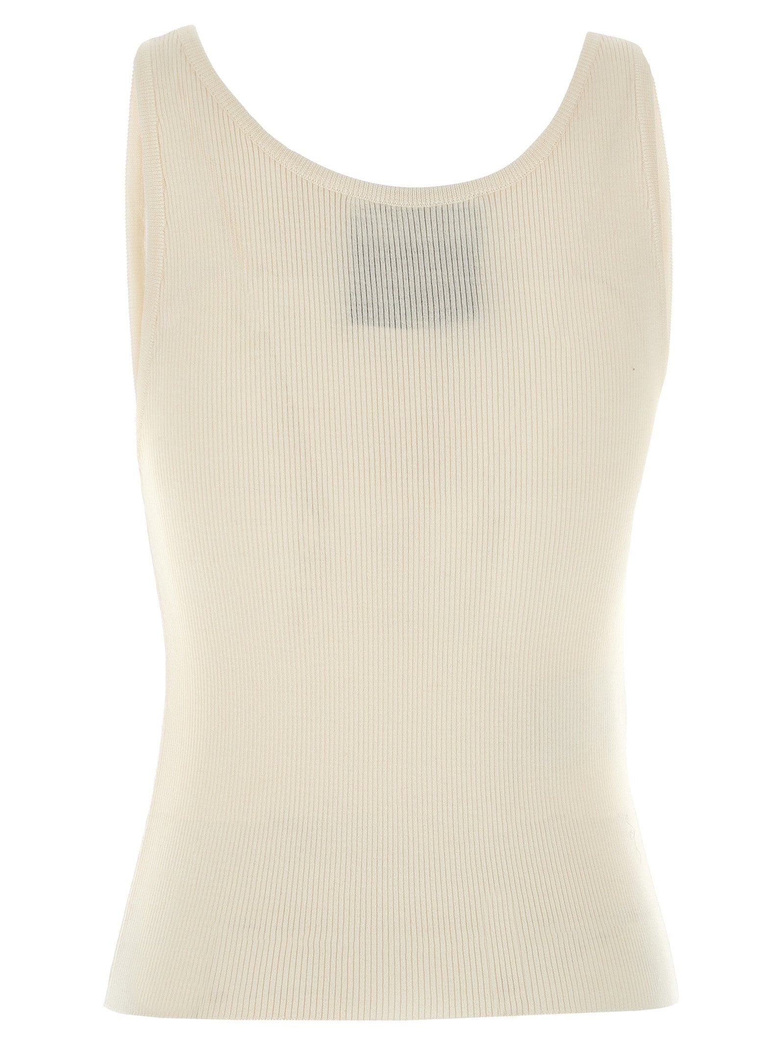 Moschino Ärmelloses T-Shirt aus weißer Schurwolle