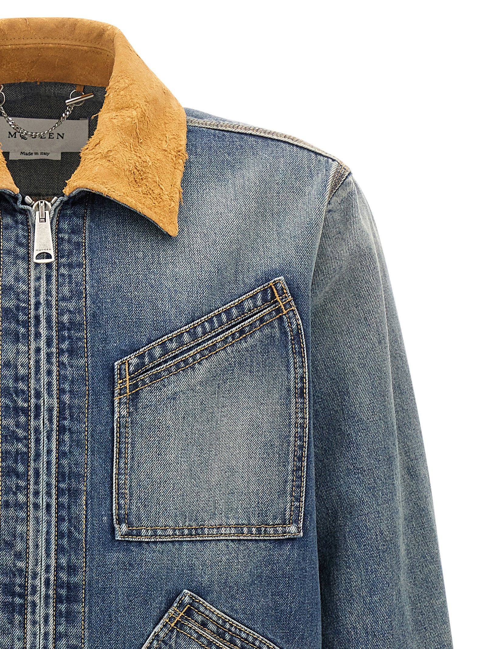 Alexander McQueen Blaue Jeansjacke aus Baumwolle