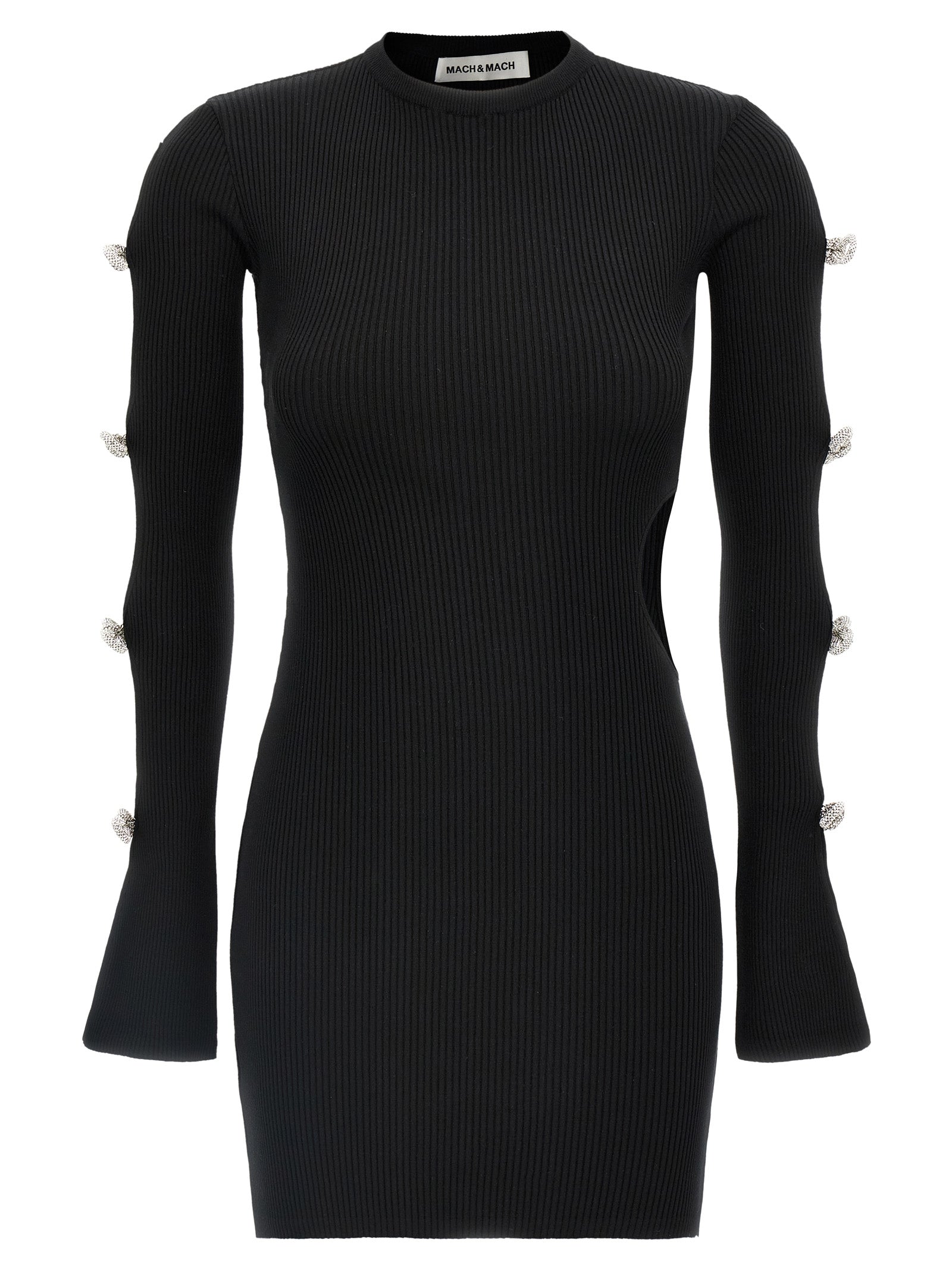 MACH & MACH Schwarzes Viskose-Kurzkleid