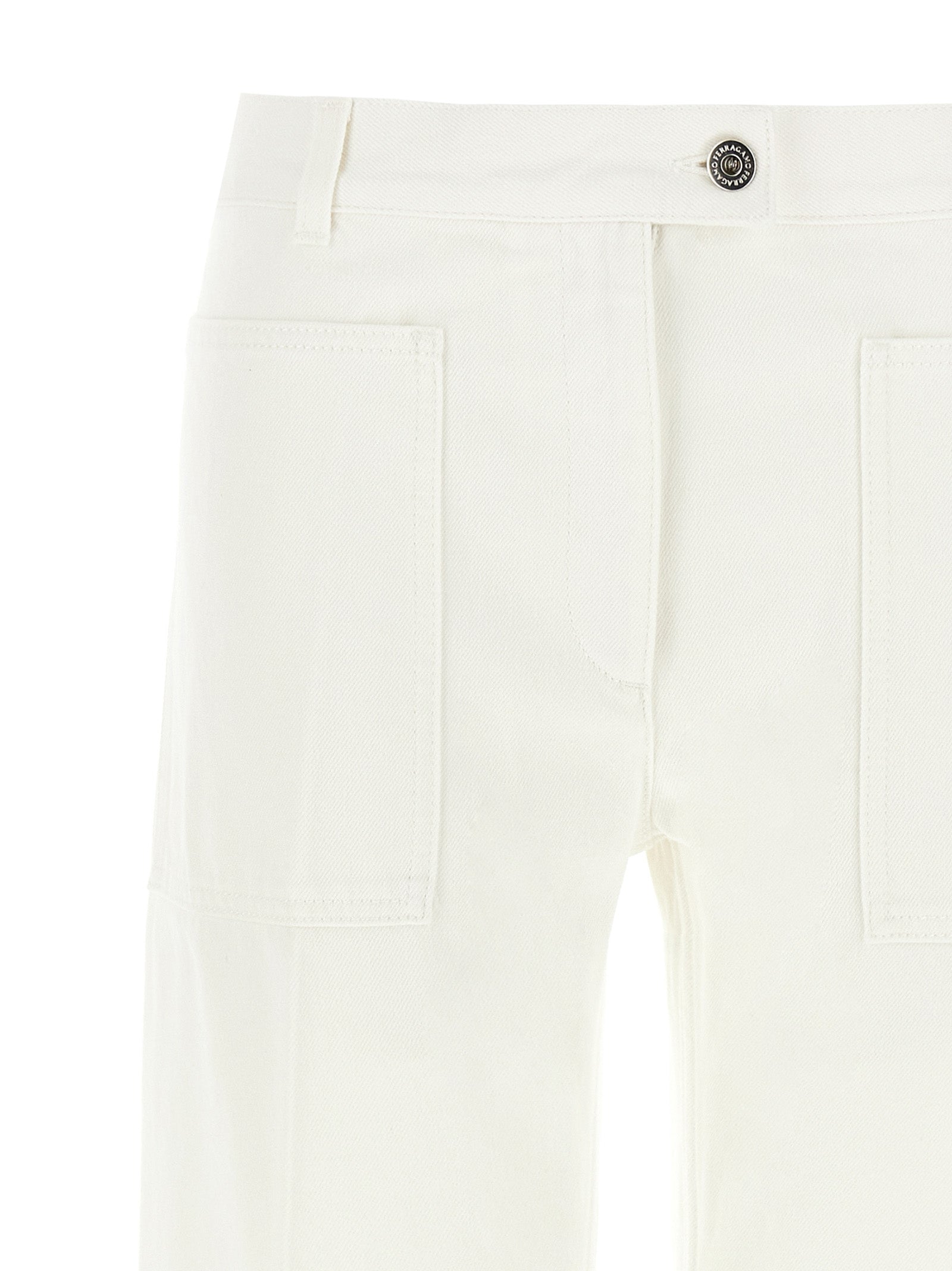Ferragamo Weiße Baumwolljeans im geraden Schnitt