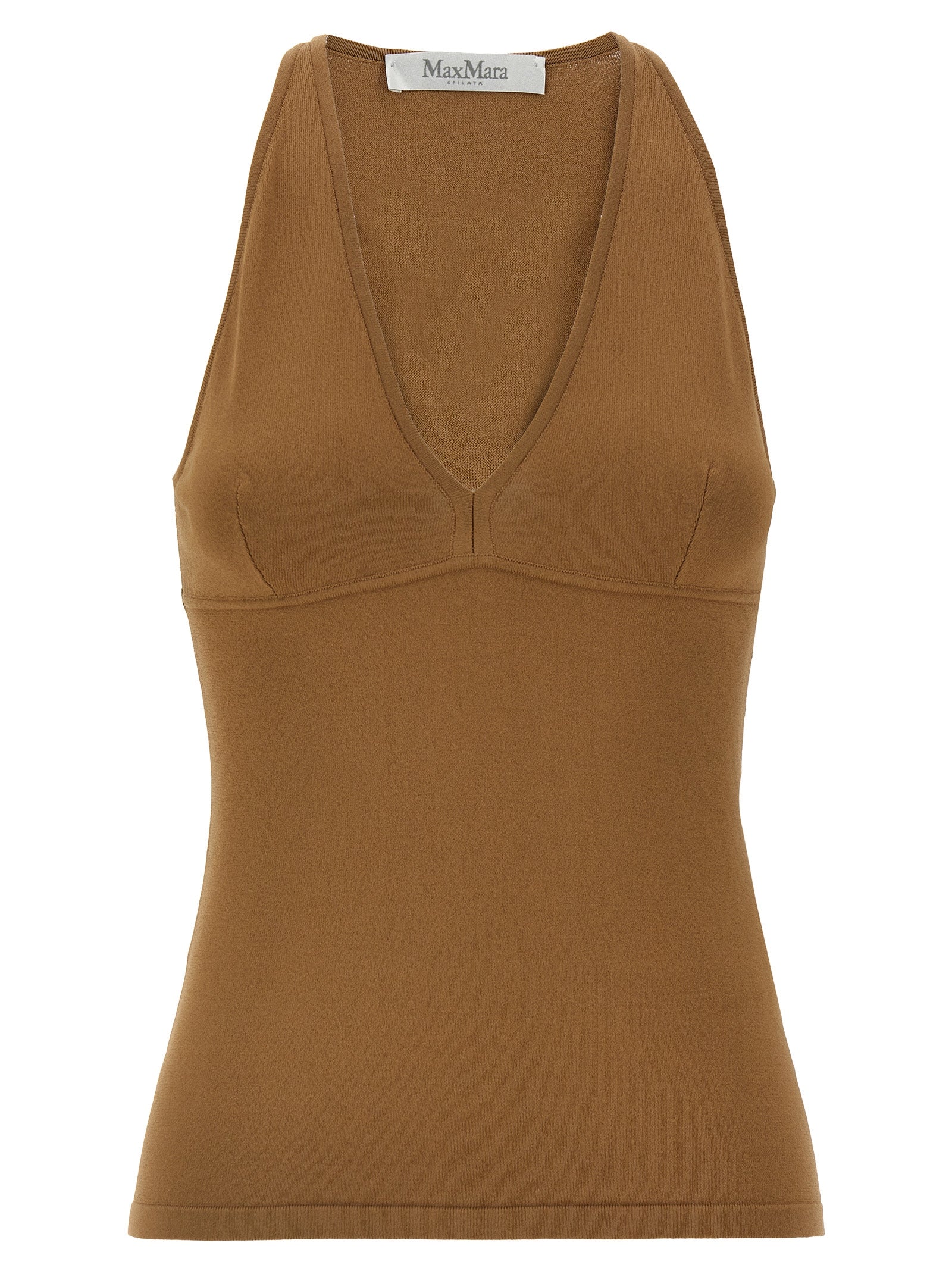 Max Mara Ärmelloses Oberteil aus braunem Viskose-Jersey