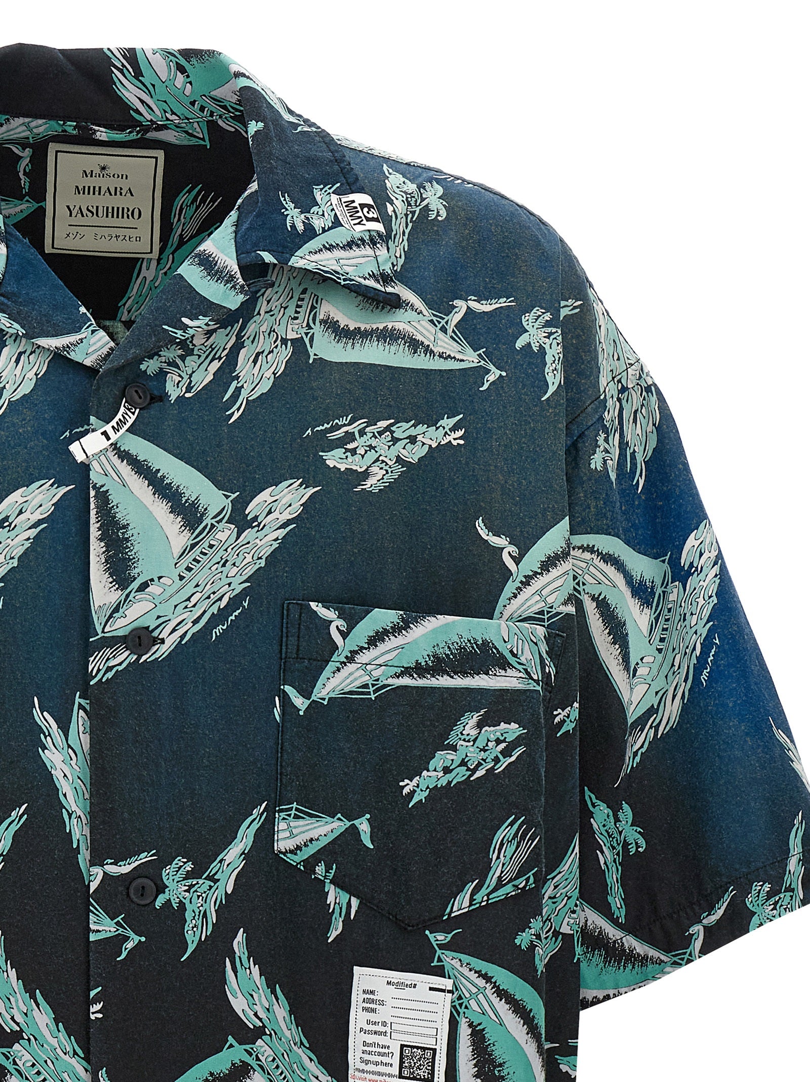 Maison Mihara Yasuhiro Blaue Rayon-Bluse